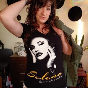 Selena queen of cumbia black band t-shirt